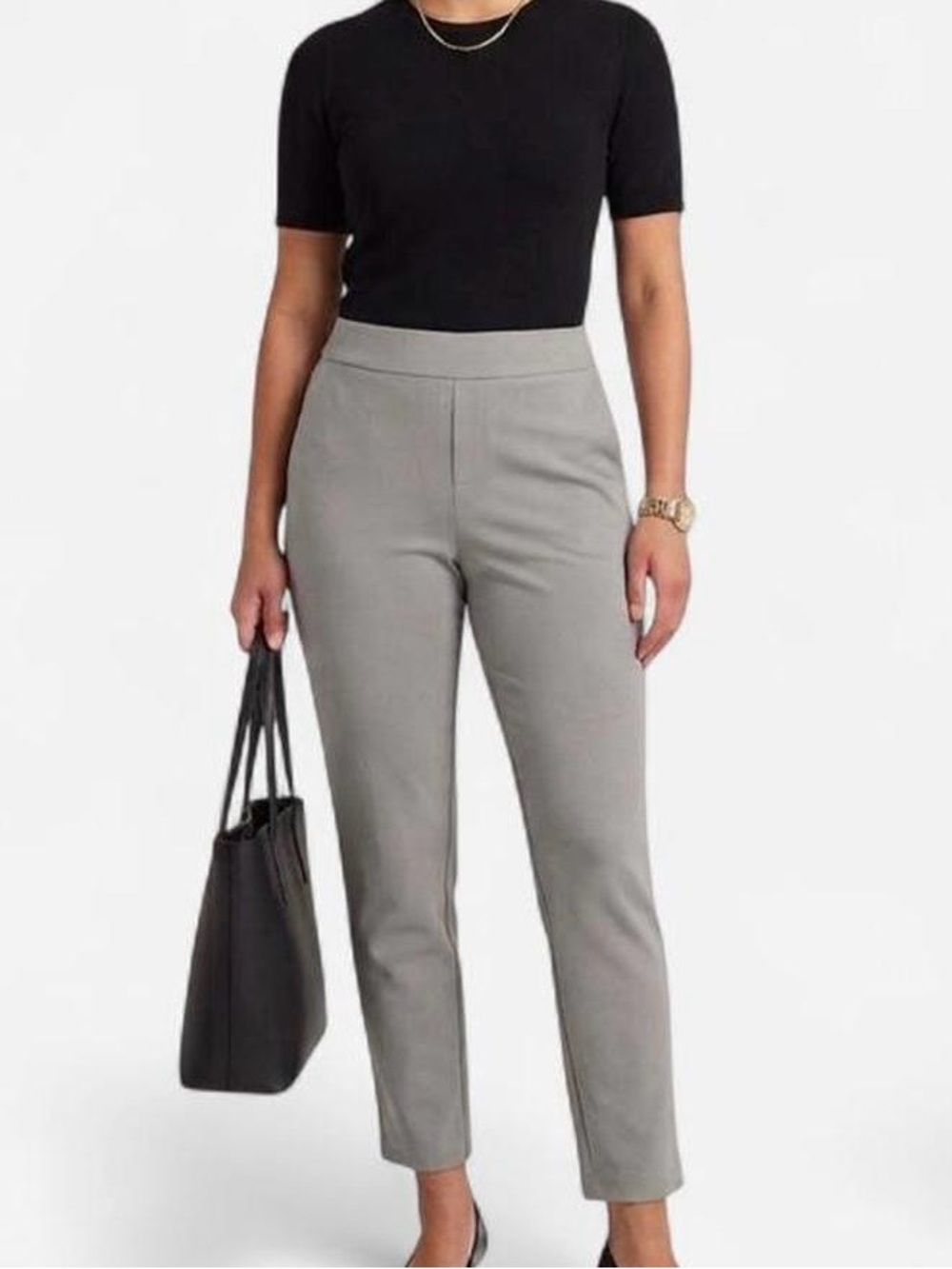 High-Rise Straight Ankle Pants in Light Gray